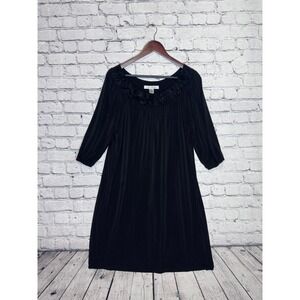AA Studio AA Women‎ Black 3/4 Sleeve Rose Neckline Dress Size 12